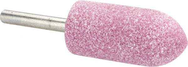 Tru-Maxx - 7/8" Head Diam x 2" Thickness, A11, Pointed Tree End, Aluminum Oxide Mounted Point - Pink, Medium Grade, 60 Grit, 25,420 RPM - Apex Tool & Supply