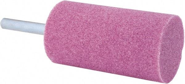 Tru-Maxx - 1-1/4" Head Diam x 2-1/2" Thickness, W233, Cylinder End, Aluminum Oxide Mounted Point - Pink, Medium Grade, 60 Grit, 14,250 RPM - Apex Tool & Supply