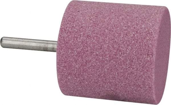 Tru-Maxx - 2" Head Diam x 2" Thickness, W244, Cylinder End, Aluminum Oxide Mounted Point - Pink, Medium Grade, 60 Grit, 11,750 RPM - Apex Tool & Supply