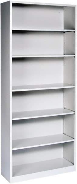 Hon - 6 Shelf, 81-1/8" High x 34-1/2" Wide Bookcase - 15-5/8" Deep, Steel, Light Gray - Apex Tool & Supply
