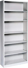 Hon - 6 Shelf, 81-1/8" High x 34-1/2" Wide Bookcase - 15-5/8" Deep, Steel, Light Gray - Apex Tool & Supply