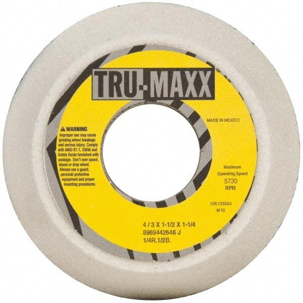 Tru-Maxx - 4" Diam, 1-1/4" Hole Size, 1-1/2" Overall Thickness, 46 Grit, Type 11 Tool & Cutter Grinding Wheel - Coarse Grade, Aluminum Oxide, J Hardness, 5,730 RPM - Apex Tool & Supply
