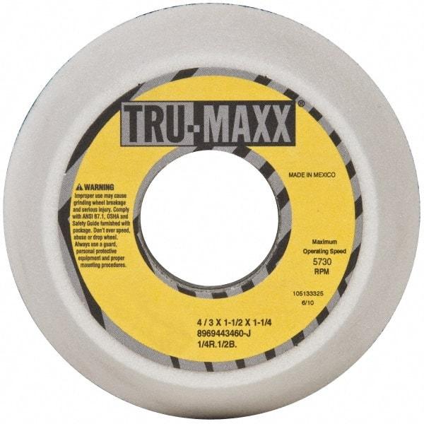 Tru-Maxx - 4" Diam, 1-1/4" Hole Size, 1-1/2" Overall Thickness, 60 Grit, Type 11 Tool & Cutter Grinding Wheel - Medium Grade, Aluminum Oxide, J Hardness, 5,730 RPM - Apex Tool & Supply