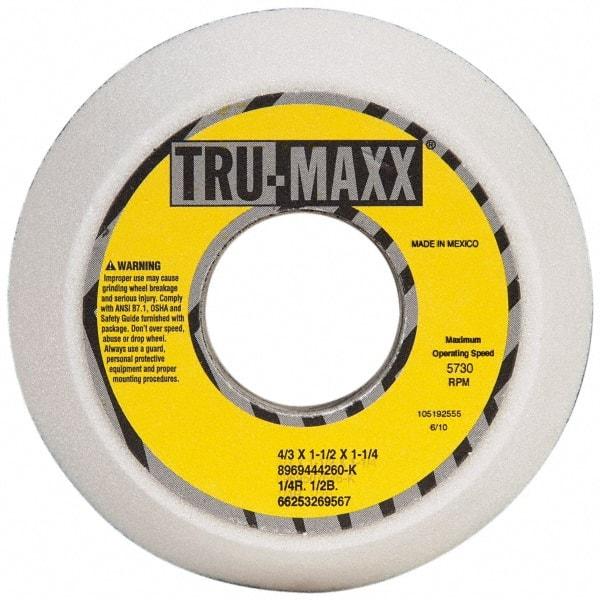 Tru-Maxx - 4" Diam, 1-1/4" Hole Size, 1-1/2" Overall Thickness, 60 Grit, Type 11 Tool & Cutter Grinding Wheel - Medium Grade, Aluminum Oxide, K Hardness, 5,730 RPM - Apex Tool & Supply
