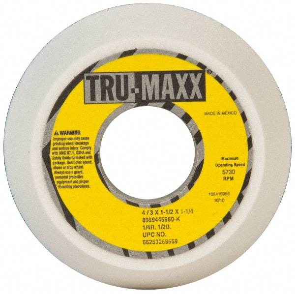 Tru-Maxx - 4" Diam, 1-1/4" Hole Size, 1-1/2" Overall Thickness, 80 Grit, Type 11 Tool & Cutter Grinding Wheel - Medium Grade, Aluminum Oxide, K Hardness, 5,730 RPM - Apex Tool & Supply