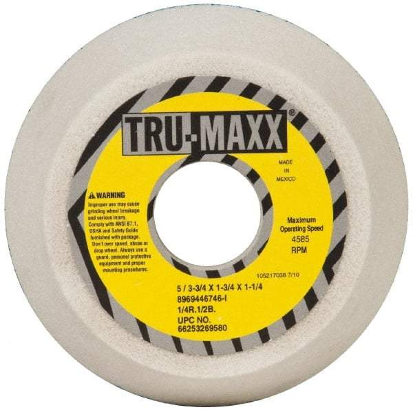 Tru-Maxx - 5" Diam, 1-3/4" Hole Size, 1-3/4" Overall Thickness, 46 Grit, Type 11 Tool & Cutter Grinding Wheel - Coarse Grade, Aluminum Oxide, I Hardness, 4,585 RPM - Apex Tool & Supply