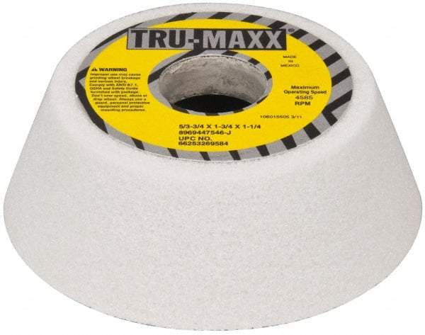 Tru-Maxx - 5" Diam, 1-3/4" Hole Size, 1-3/4" Overall Thickness, 46 Grit, Type 11 Tool & Cutter Grinding Wheel - Coarse Grade, Aluminum Oxide, J Hardness, 4,585 RPM - Apex Tool & Supply