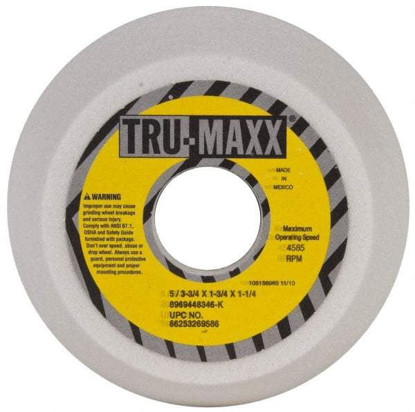 Tru-Maxx - 5" Diam, 1-3/4" Hole Size, 1-3/4" Overall Thickness, 46 Grit, Type 11 Tool & Cutter Grinding Wheel - Coarse Grade, Aluminum Oxide, K Hardness, 4,585 RPM - Apex Tool & Supply