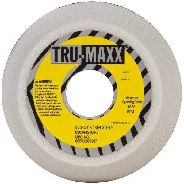 Tru-Maxx - 5" Diam, 1-3/4" Hole Size, 1-3/4" Overall Thickness, 60 Grit, Type 11 Tool & Cutter Grinding Wheel - Medium Grade, Aluminum Oxide, J Hardness, 4,585 RPM - Apex Tool & Supply
