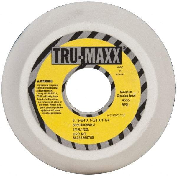 Tru-Maxx - 5" Diam, 1-3/4" Hole Size, 1-3/4" Overall Thickness, 80 Grit, Type 11 Tool & Cutter Grinding Wheel - Medium Grade, Aluminum Oxide, J Hardness, 4,585 RPM - Apex Tool & Supply
