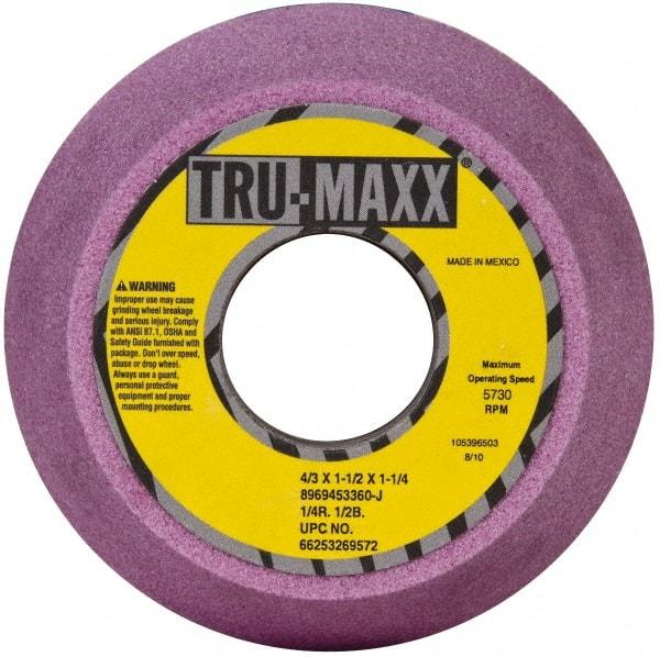Tru-Maxx - 4" Diam, 1-1/4" Hole Size, 1-3/4" Overall Thickness, 60 Grit, Type 11 Tool & Cutter Grinding Wheel - Medium Grade, Aluminum Oxide, J Hardness, 5,730 RPM - Apex Tool & Supply