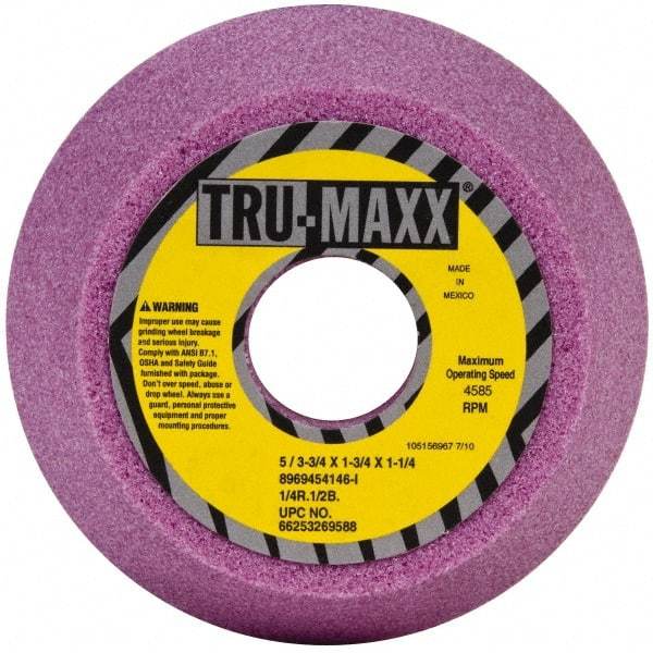 Tru-Maxx - 5" Diam, 1-1/4" Hole Size, 1-3/4" Overall Thickness, 46 Grit, Type 11 Tool & Cutter Grinding Wheel - Coarse Grade, Aluminum Oxide, I Hardness, 4,585 RPM - Apex Tool & Supply