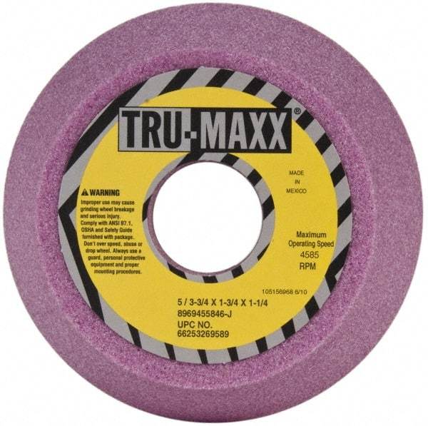 Tru-Maxx - 5" Diam, 1-1/4" Hole Size, 1-3/4" Overall Thickness, 46 Grit, Type 11 Tool & Cutter Grinding Wheel - Coarse Grade, Aluminum Oxide, J Hardness, 4,585 RPM - Apex Tool & Supply