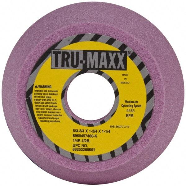 Tru-Maxx - 5" Diam, 1-1/4" Hole Size, 1-3/4" Overall Thickness, 60 Grit, Type 11 Tool & Cutter Grinding Wheel - Medium Grade, Aluminum Oxide, K Hardness, 4,585 RPM - Apex Tool & Supply