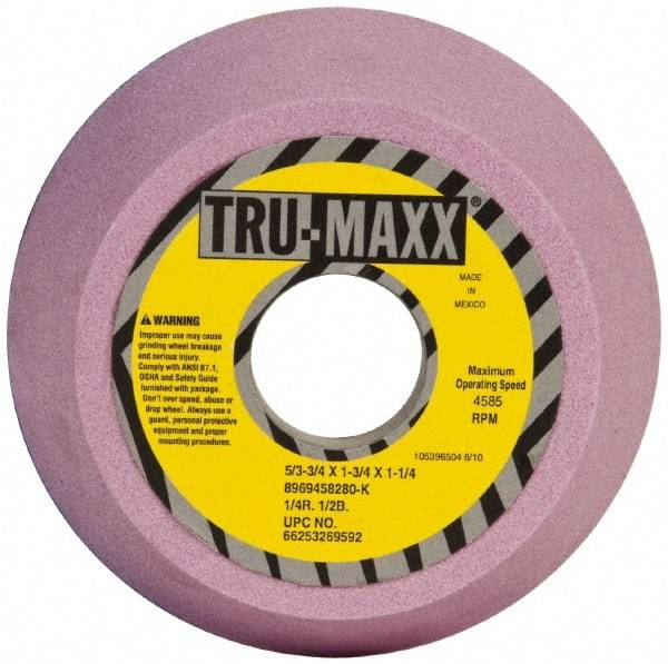 Tru-Maxx - 5" Diam, 1-1/4" Hole Size, 1-3/4" Overall Thickness, 80 Grit, Type 11 Tool & Cutter Grinding Wheel - Medium Grade, Aluminum Oxide, K Hardness, 4,585 RPM - Apex Tool & Supply