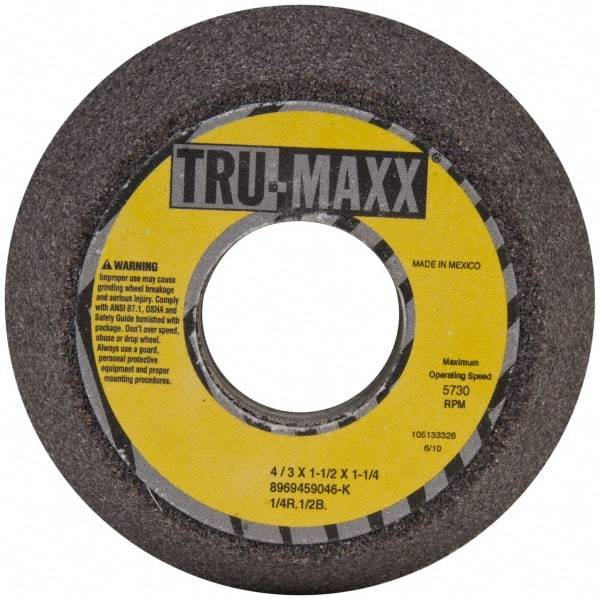 Tru-Maxx - 4" Diam, 1-1/4" Hole Size, 1-1/2" Overall Thickness, 46 Grit, Type 11 Tool & Cutter Grinding Wheel - Coarse Grade, Aluminum Oxide, K Hardness, 5,730 RPM - Apex Tool & Supply