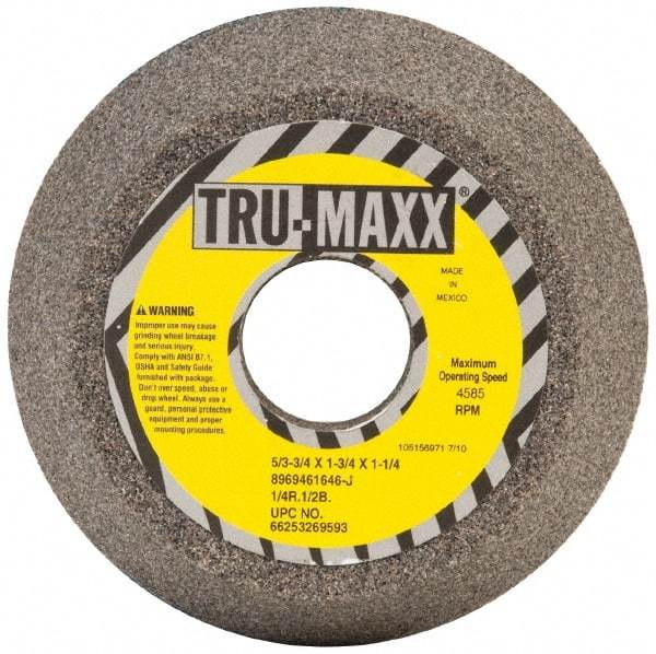 Tru-Maxx - 5" Diam, 1-1/4" Hole Size, 1-3/4" Overall Thickness, 46 Grit, Type 11 Tool & Cutter Grinding Wheel - Coarse Grade, Aluminum Oxide, J Hardness, 4,585 RPM - Apex Tool & Supply