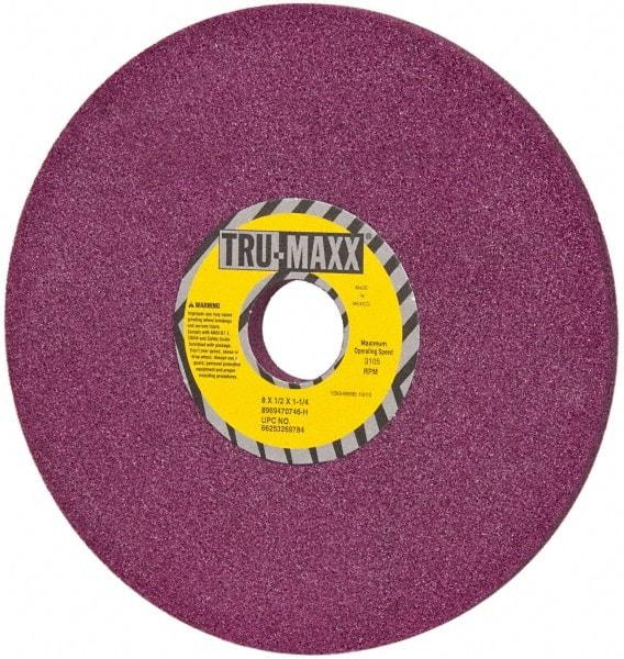 Tru-Maxx - 8" Diam x 1-1/4" Hole x 1/2" Thick, H Hardness, 46 Grit Surface Grinding Wheel - Aluminum Oxide, Type 1, Coarse Grade, 3,105 Max RPM, No Recess - Apex Tool & Supply