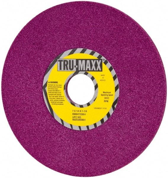 Tru-Maxx - 7" Diam x 1-1/4" Hole x 1/4" Thick, I Hardness, 60 Grit Surface Grinding Wheel - Aluminum Oxide, Type 1, Medium Grade, 3,600 Max RPM, No Recess - Apex Tool & Supply