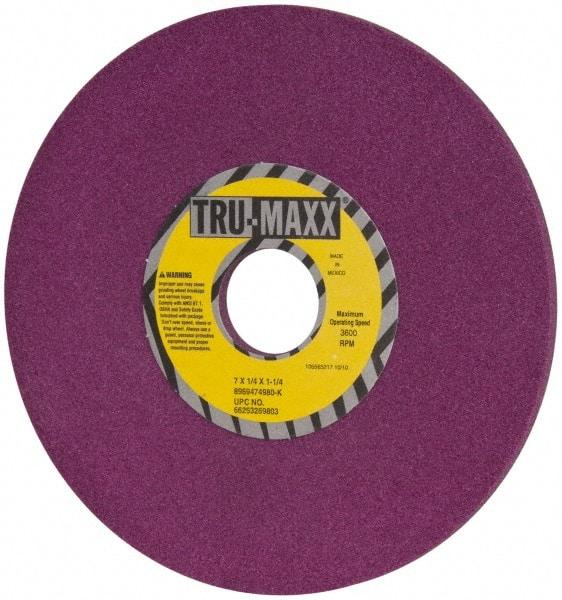 Tru-Maxx - 7" Diam x 1-1/4" Hole x 1/4" Thick, K Hardness, 80 Grit Surface Grinding Wheel - Aluminum Oxide, Type 1, Medium Grade, 3,600 Max RPM, No Recess - Apex Tool & Supply