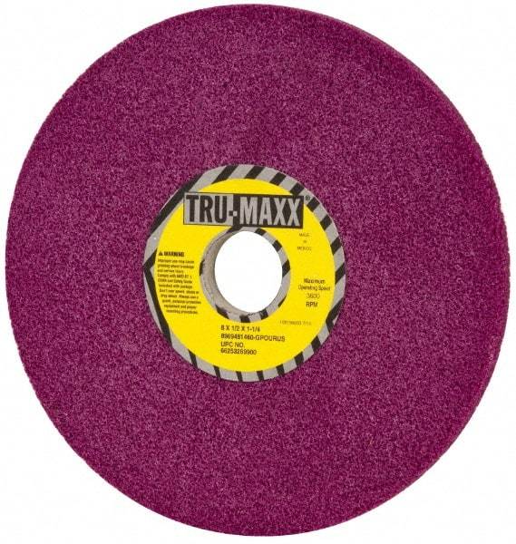Tru-Maxx - 8" Diam x 1-1/4" Hole x 1/2" Thick, G Hardness, 60 Grit Surface Grinding Wheel - Aluminum Oxide, Type 1, Coarse Grade, 3,600 Max RPM, No Recess - Apex Tool & Supply