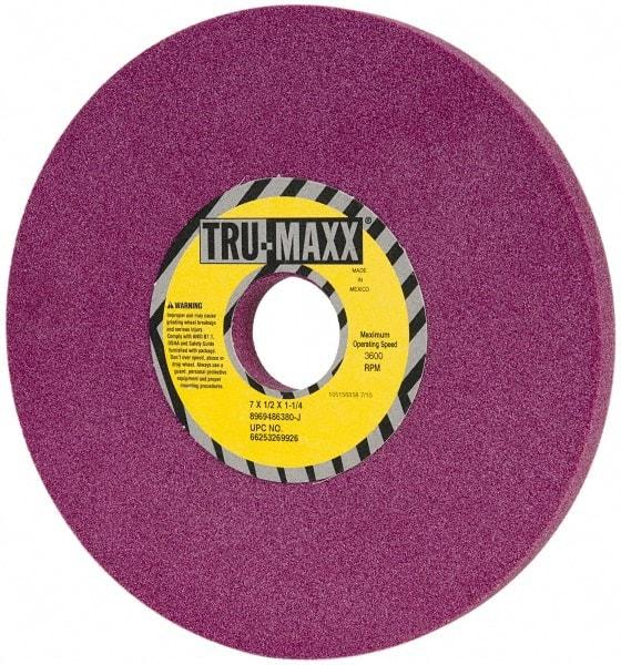 Tru-Maxx - 7" Diam x 1-1/4" Hole x 1/2" Thick, J Hardness, 80 Grit Surface Grinding Wheel - Aluminum Oxide, Type 1, Medium Grade, 3,600 Max RPM, No Recess - Apex Tool & Supply