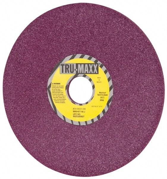 Tru-Maxx - 8" Diam x 1-1/4" Hole x 1/4" Thick, J Hardness, 46 Grit Surface Grinding Wheel - Aluminum Oxide, Type 1, Coarse Grade, 3,600 Max RPM, No Recess - Apex Tool & Supply