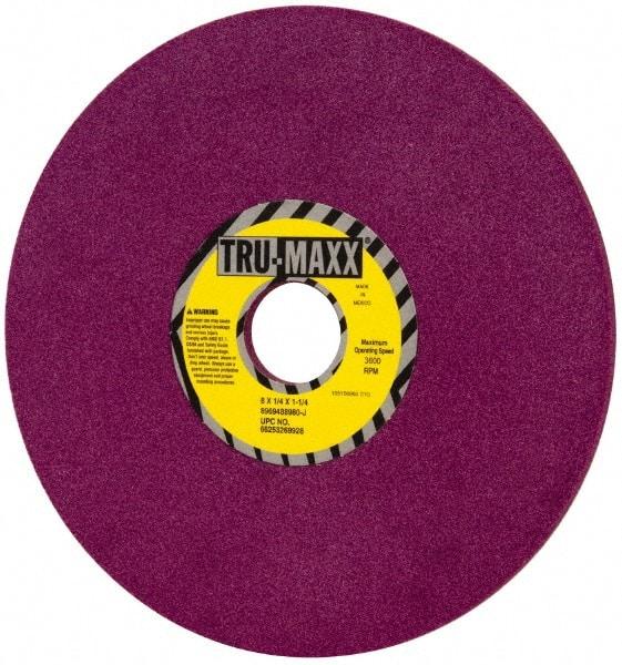 Tru-Maxx - 8" Diam x 1-1/4" Hole x 1/4" Thick, J Hardness, 80 Grit Surface Grinding Wheel - Aluminum Oxide, Type 1, Medium Grade, 3,600 Max RPM, No Recess - Apex Tool & Supply