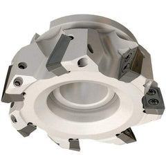 Iscar - 3 Inserts, 50mm Cut Diam, 22mm Arbor Diam, 21mm Max Depth of Cut, Indexable Square-Shoulder Face Mill - 0/90° Lead Angle, 50mm High, HP AD.. 2207 Insert Compatibility, Through Coolant, Series Heliplus - Apex Tool & Supply