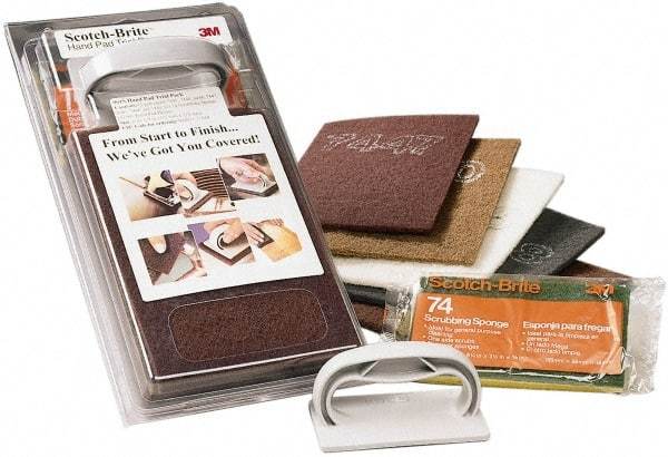 3M - Very Fine & Ultra Fine Grade, Aluminum Oxide & Silicon Carbide Hand Pad - Maroon & Gray, 6" Wide x 9" Long, Nonwoven - Apex Tool & Supply