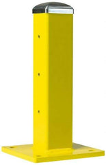 Steel King - Single 18 Inch High Center Steel Guard Rail Mount Post - Yellow, Powder Coated, 10 Inch Mounted Length x 10 Inch Mounted Width For Use with Steel King Railing - Apex Tool & Supply