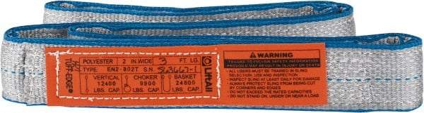 Lift-All - 3' Long x 2" Wide, 12,200 Lb Vertical Capacity, 2 Ply, Polyester Web Sling - 9,800 Lb Choker Capacity - Apex Tool & Supply