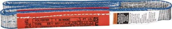 Lift-All - 3' Long x 1" Wide, 1,600 Lb Vertical Capacity, 1 Ply, Polyester Web Sling - 1,250 Lb Choker Capacity - Apex Tool & Supply