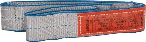 Lift-All - 3' Long x 2" Wide, 6,400 Lb Vertical Capacity, 2 Ply, Polyester Web Sling - 5,000 Lb Choker Capacity - Apex Tool & Supply