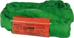 Lift-All - 3' Long x 3" Wide, 5,300 Lb Vertical Capacity, Polyester Web Sling - 4,200 Lb Choker Capacity, 7/8" Diam Chain, Green - Apex Tool & Supply