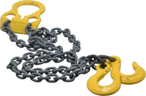 Lift-All - 6' Long, 4,700 Lb Basket Capacity, 3,600 Lb Vertical Capacity, Alloy Steel Web Sling - Adjust-A-Link Chain Sling, 7/32" Diam Chain - Apex Tool & Supply