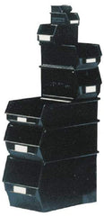 SSI Schaefer - 22 Lb. Load Capacity, 13-3/4" Deep, Black Polypropylene Hopper Stacking Bin - 7-7/8" High x 7-7/8" Wide x 13-3/4" Long - Apex Tool & Supply