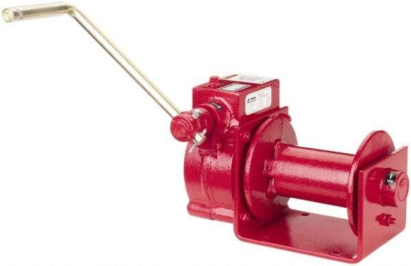 THERN - 2000/1000 Lbs. Load Limit Worm Gear Hand Winch - 2,000 Lbs. Line Pull Capacity, 15 Lbs. Force to Lift 1,000 Pounds, 1/4 inch Cable Diameter - Apex Tool & Supply