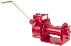 THERN - 2000/1000 Lbs. Load Limit Worm Gear Hand Winch - 2,000 Lbs. Line Pull Capacity, 15 Lbs. Force to Lift 1,000 Pounds, 1/4 inch Cable Diameter - Apex Tool & Supply