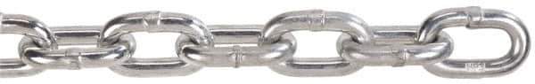 Peerless Chain - 141 Ft. Long, 1300 Lbs. Load Capacity, Carbon Steel Proof Coil Chain - 3 Grade, 1.2 Inch Inside Long x 0.449 Inch Inside Wide - Apex Tool & Supply