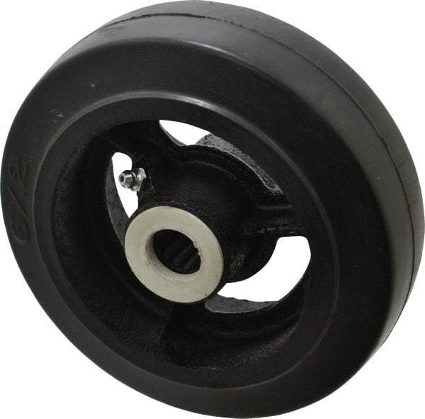 Fairbanks - 6 Inch Diameter x 2 Inch Wide, Rubber Caster Wheel - 410 Lb. Capacity, 2-3/16 Inch Hub Length, 3/4 Inch Axle Diameter, Roller Bearing - Apex Tool & Supply
