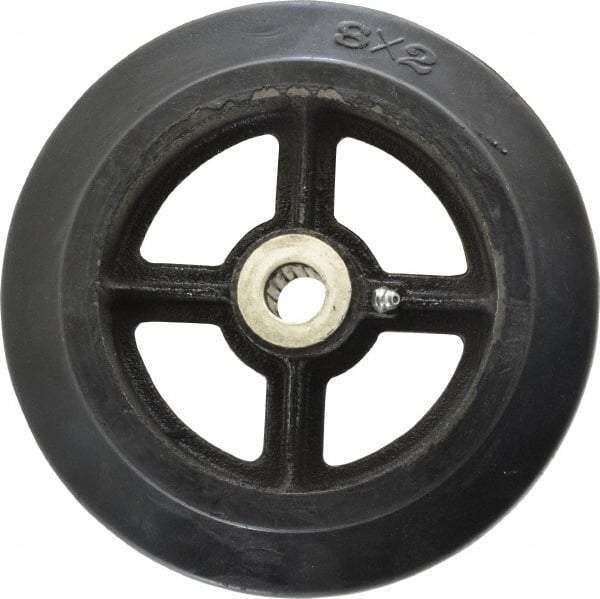 Fairbanks - 8 Inch Diameter x 2 Inch Wide, Rubber Caster Wheel - 500 Lb. Capacity, 2-3/16 Inch Hub Length, 3/4 Inch Axle Diameter, Roller Bearing - Apex Tool & Supply