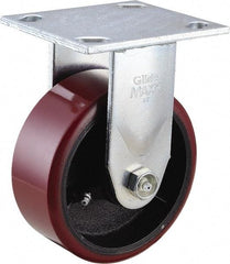 Value Collection - 5" Diam x 2" Wide x 6-1/2" OAH Top Plate Mount Rigid Caster - Polyurethane, 1,200 Lb Capacity, Roller Bearing, 4 x 4-1/2" Plate - Apex Tool & Supply