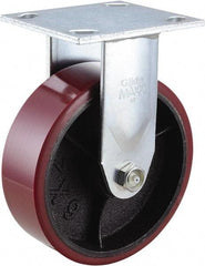 Value Collection - 6" Diam x 2" Wide x 7-1/2" OAH Top Plate Mount Rigid Caster - Polyurethane, 1,200 Lb Capacity, Roller Bearing, 4 x 4-1/2" Plate - Apex Tool & Supply