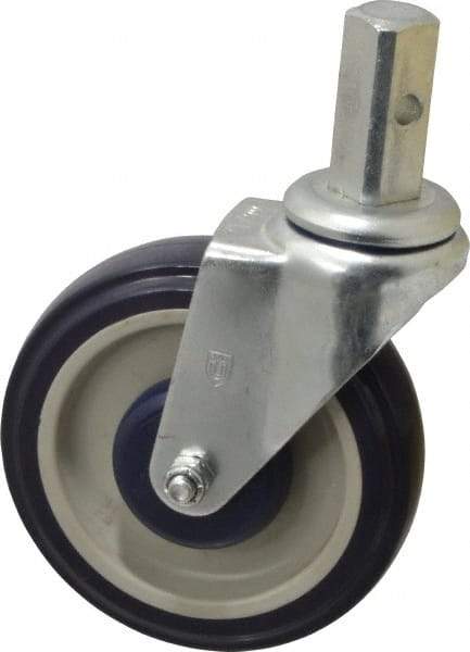 Win-Holt - 5" Diam x 1-1/4" Wide x 6-3/16" OAH Stem Mount Swivel Caster - Polyurethane, 250 Lb Capacity, Ball Bearing, 27/32 x 2-1/2" Square Stem - Apex Tool & Supply