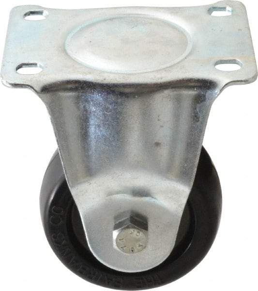 Fairbanks - 3" Diam x 1-1/4" Wide x 4-3/8" OAH Top Plate Mount Rigid Caster - Soft Rubber, 175 Lb Capacity, Self-Lubricating Bearing, 2-7/8 x 3-5/8" Plate - Apex Tool & Supply