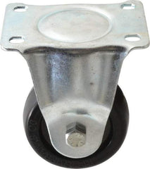 Fairbanks - 3" Diam x 1-1/4" Wide x 4-3/8" OAH Top Plate Mount Rigid Caster - Soft Rubber, 175 Lb Capacity, Self-Lubricating Bearing, 2-7/8 x 3-5/8" Plate - Apex Tool & Supply