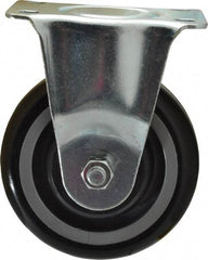 Fairbanks - 4" Diam x 1-1/4" Wide x 5" OAH Top Plate Mount Rigid Caster - Polyurethane, 250 Lb Capacity, Ball Bearing, 2-7/8 x 3-5/8" Plate - Apex Tool & Supply