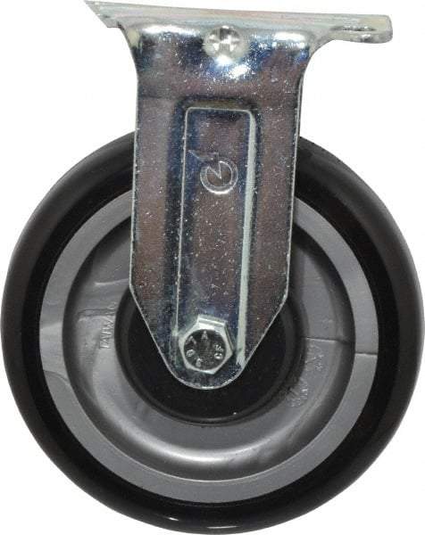 Fairbanks - 5" Diam x 1-1/4" Wide x 6-15/32" OAH Top Plate Mount Rigid Caster - Polyurethane, 275 Lb Capacity, Ball Bearing, 2-7/8 x 3-5/8" Plate - Apex Tool & Supply
