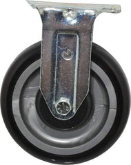 Fairbanks - 5" Diam x 1-1/4" Wide x 6-15/32" OAH Top Plate Mount Rigid Caster - Polyurethane, 275 Lb Capacity, Ball Bearing, 2-7/8 x 3-5/8" Plate - Apex Tool & Supply